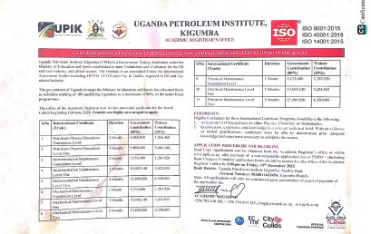 CALL FOR APPLICATION FOR INTERNATIONAL VOCATIONAL QUALIFICATIONS (IVQs) IN OIL & GAS