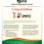 UGANDA PETROLEUM INSTITUTE KIGUMBA CONGRATULATES UNOC ON ITS 10TH ANNIVERSARY OF EXCELLENCE AND DISTINGUISHED SERVICE